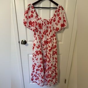 J. Crew Red Floral Midi Dress